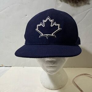 New Era Toronto Blue Jays Hat Cap Fitted 7 5/8 Maple Leaf Logo navy